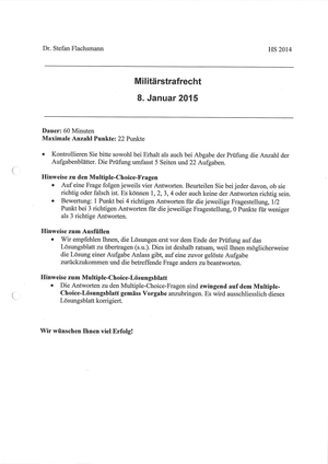 Militärstrafrecht Prüfung 2014