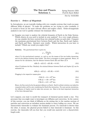 Solutions sun and planets