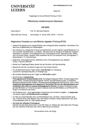Prüfung Oeffentliches Verfahrensrecht HS22