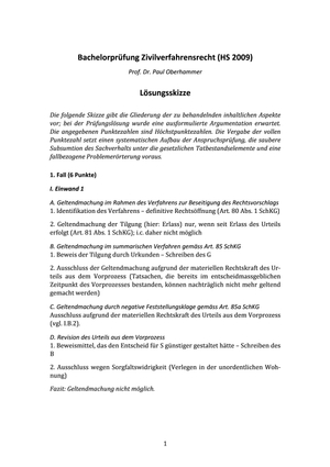 Zivilverfahrensrecht Prüfung 2009 Musterlösung