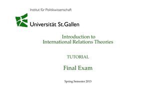 IRT: Tutorial on Final Exam FS2013