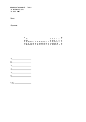 CHE 209 OCII Prüfung Midterm 1 FS07