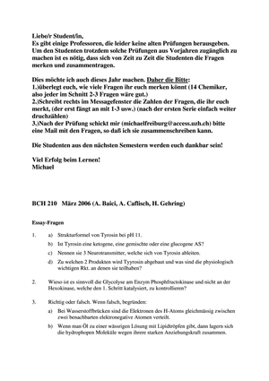 BCH 210 Prüfung 2006
