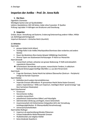 Zusammenfassung Imperien der Antike 1 HS16