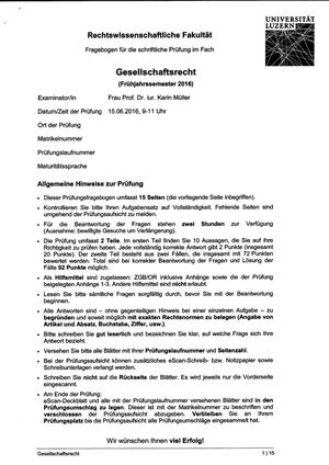 Gesellschaftsrecht Prüfung FS16