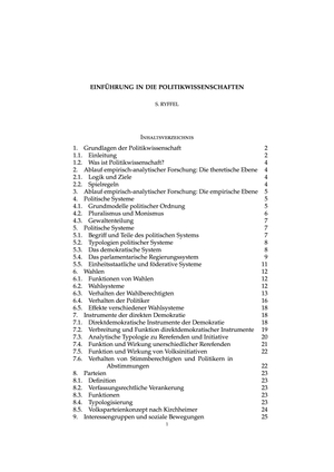 ZSF Einführung in die Politikwissenschaft (ETH)