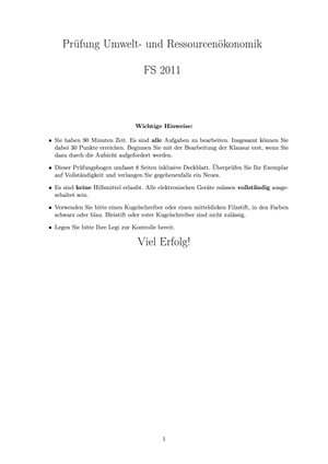 Umwelt- u. Ressourcenoekonomic Pruefung FS11