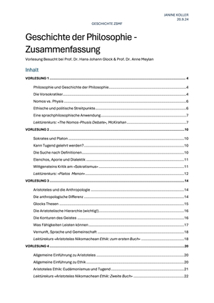 Zusammenfassung Geschichte der Philosophie