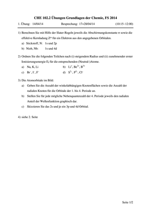 CHE 102 FS14 Übung 1