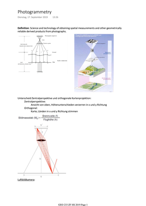 Zusammenfassung GEO 233 HS 2019