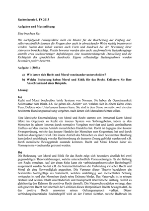Rechtstheorie Prüfung 2013 Musterlösung