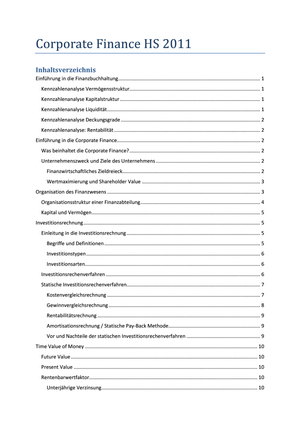 Zusammenfassung Finance