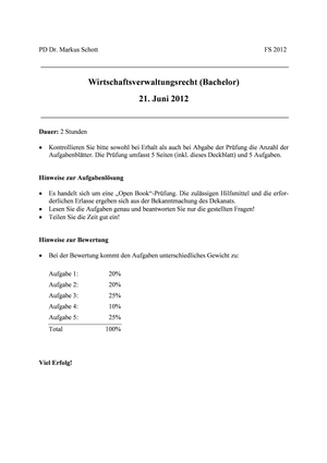 Wirtschaftsverwaltungsrecht Prüfung 2012