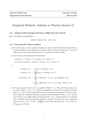 Empirical Methods HS11 Übung 11 Lösung