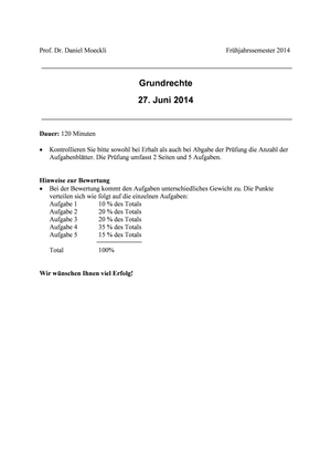 Grundrechte Prüfung 2014 Musterlösung