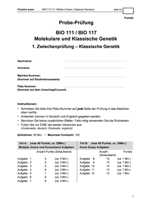 Probeprüfung Zwischenprüfung