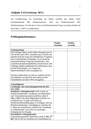 Wettbewerbsrecht Ersatz-Prüfung 2014 Musterlösung