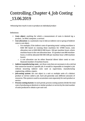 Summary_ chapt 4_Job Costing 2019