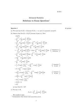 Advanced Statistics Exam 2011: Solutions
