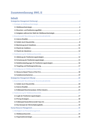 BWL II - Zusammenfassung
