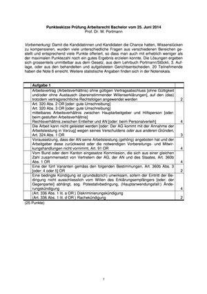 Arbeitsrecht (Bachelor) Prüfung 2014 #2 MuLö