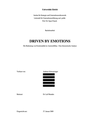 Bachelorarbeit Automobilindustrie