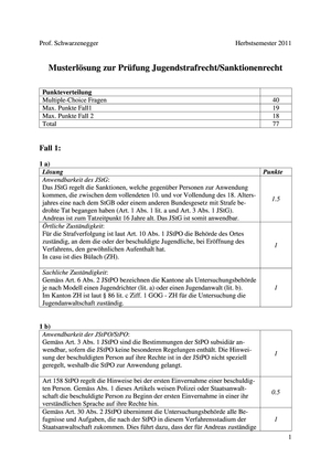Jugendstraf-/Sanktionsrecht Prüfung 2011 Musterlös