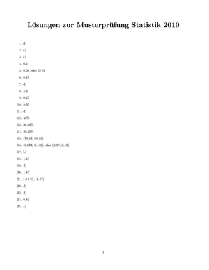 Lösung zur Muster-Prüfung Statistik FS10