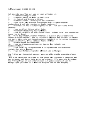 Prüfungsfragen HS18 CHE 175