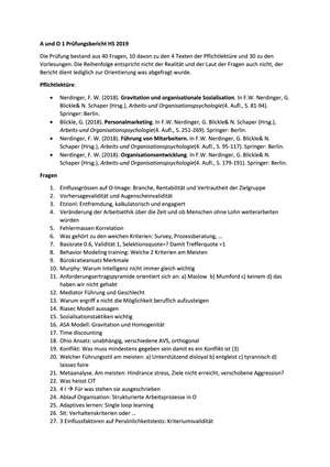 Prüfungsbericht A&O I HS19