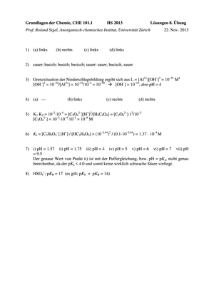 CHE101 HS2013: Lösungen 8. Übung