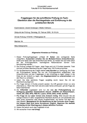 Einführung in die RW Prüfung 2005