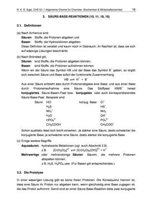 CHE101 HS2013 ZSF: Säuren & Basen