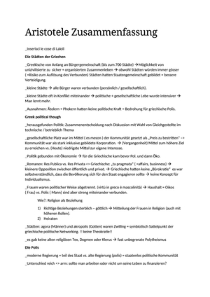 Aristotele Zusammenfassung
