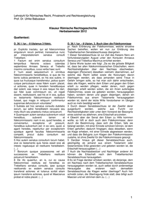 Römische Rechtsgeschichte Prüfung 2012