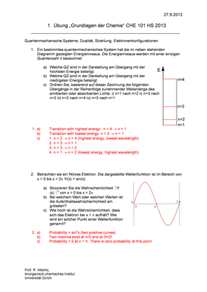 CHE101 HS2013: Übung 1 Lösungen