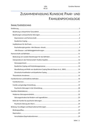 Paar- und Familienpsychologie HS25