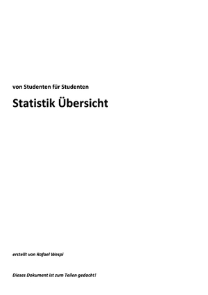 Statistik Zusammenfassung/Übersicht