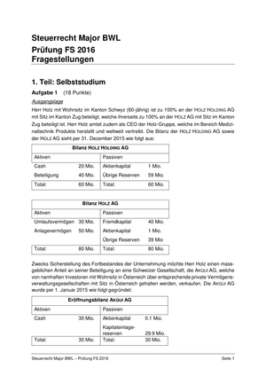 Steuerrecht - Prüfung FS16