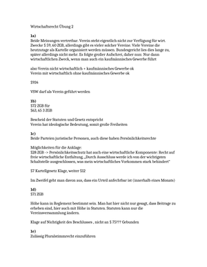 Wirtschaftsrecht: Lösung Übung 2