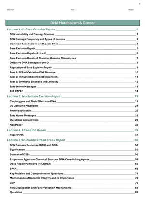 DNA Metabolism and Cancer Summary