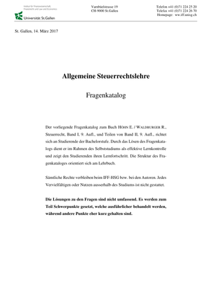 Steuerrecht - Fragenkatalog 2017