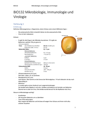 BIO132 Mikrobiologie, Immunologie, Virologie