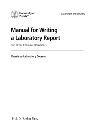 Manual for Writing a Laboratory Report