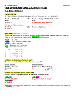 Zusammenfassung R HS21