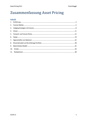 Zusammenfassung Asset Pricing FS11