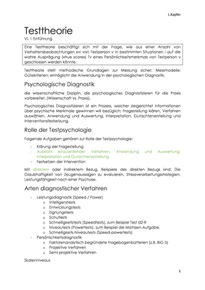 Zusammenfassung Testtheorie HS 19