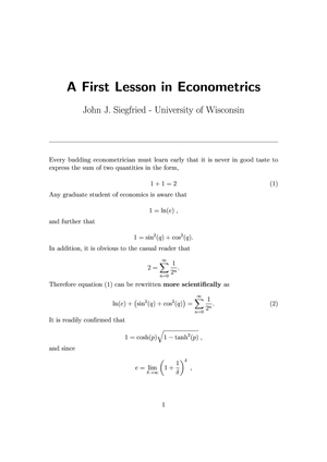 First Lesson in Econometrics
