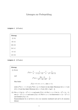Probeprüfung HS15 Lösungen