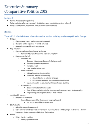 Comp. Politics: Executive Summary
